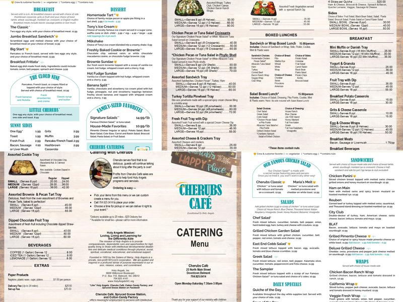 Cherubs Cafe Menu