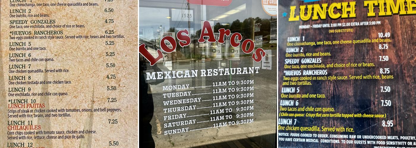 Los Arcos Menu