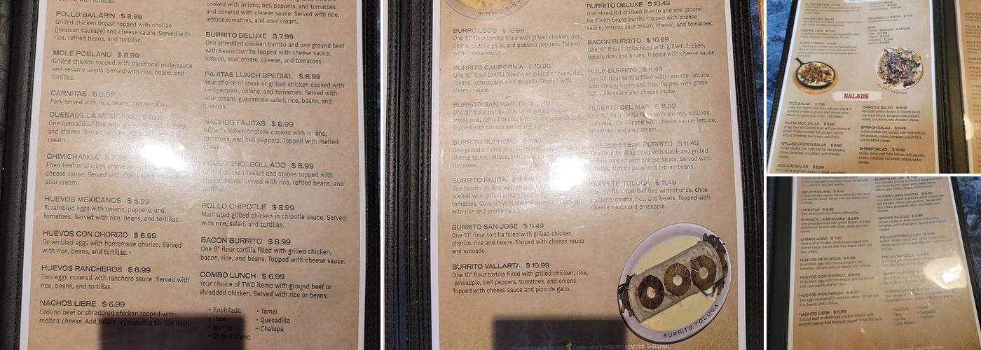 El Rey Mexican Restaurant Menu