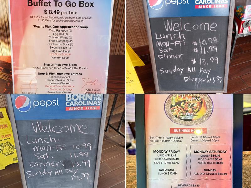 Dynasty Buffet Menu
