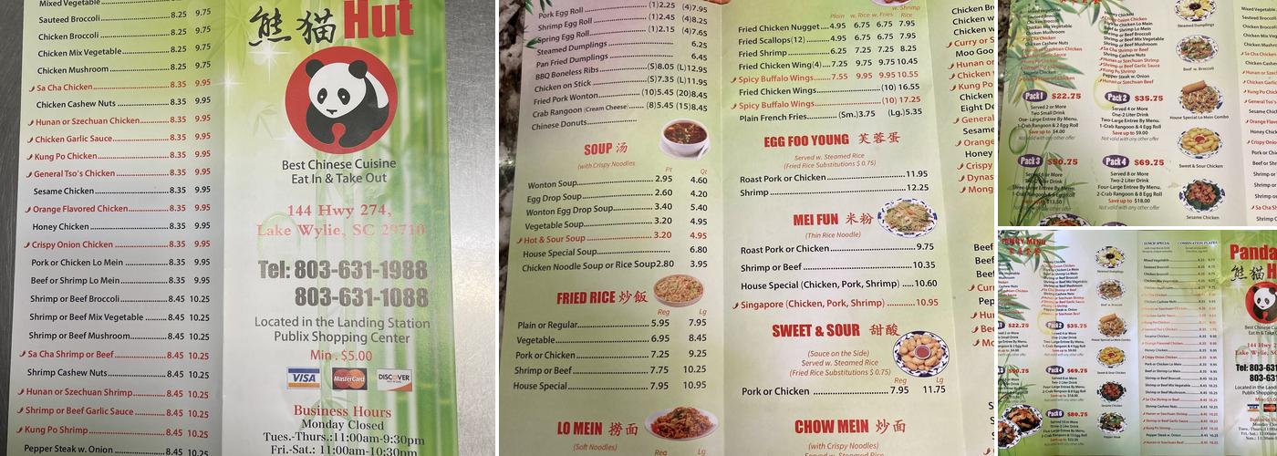 Panda Hut Menu