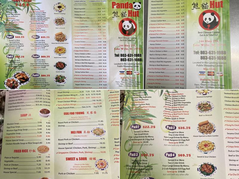 Panda Hut Menu