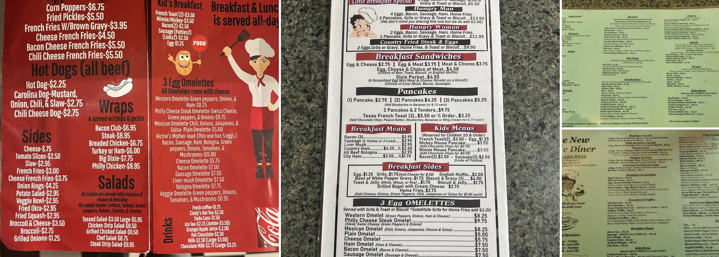 Dixie Diner Menu