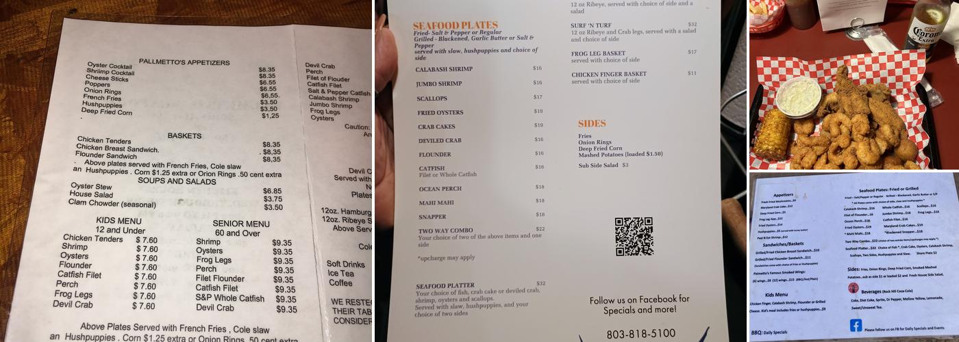 Palmetto Seafood Bar & Grill Menu