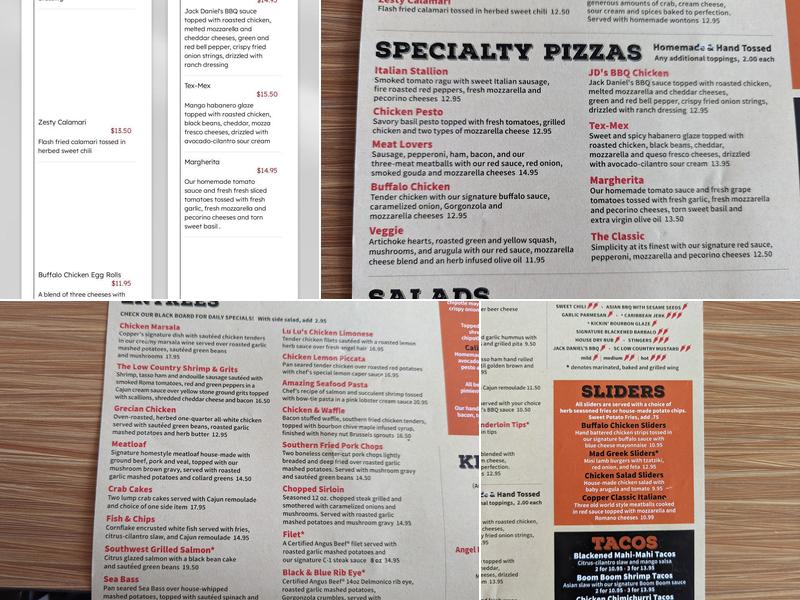 Copper Premium Pub Menu