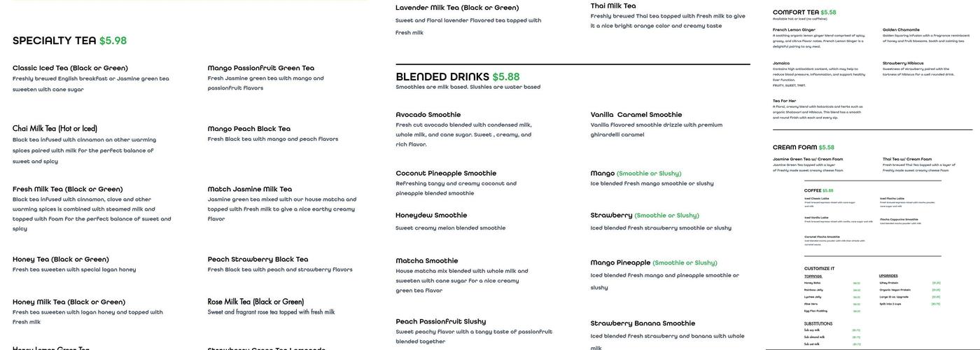 Organic Fusion Teahouse & Cafe Menu