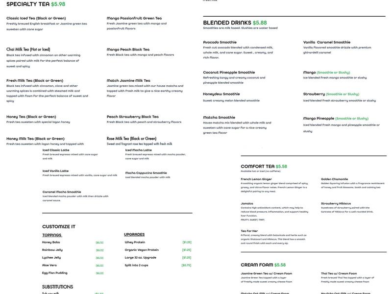 Organic Fusion Teahouse & Cafe Menu
