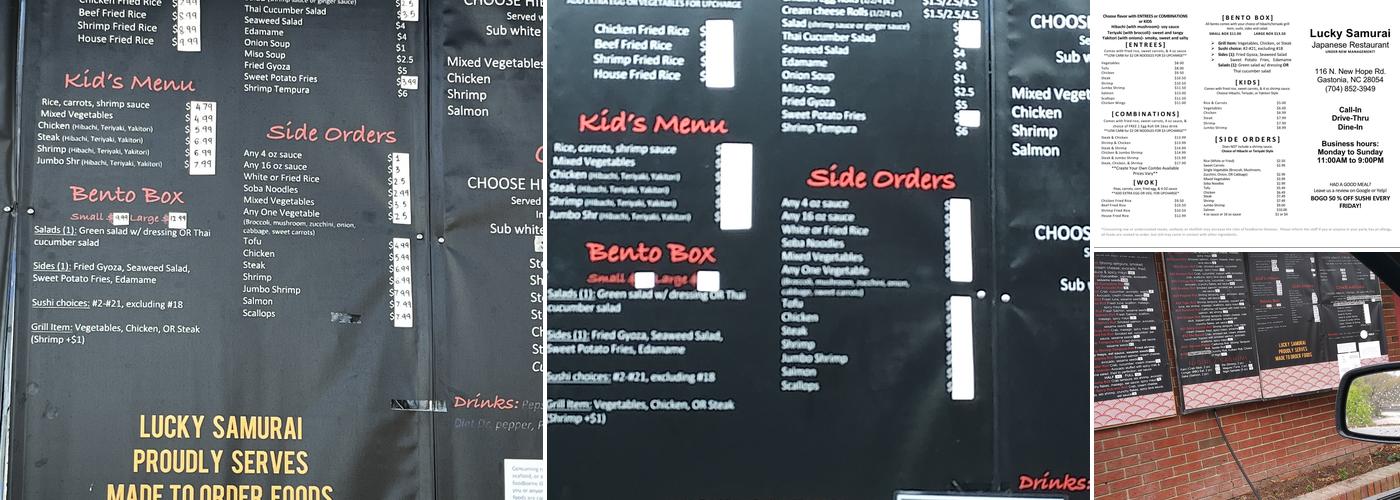 Lucky Samurai Menu
