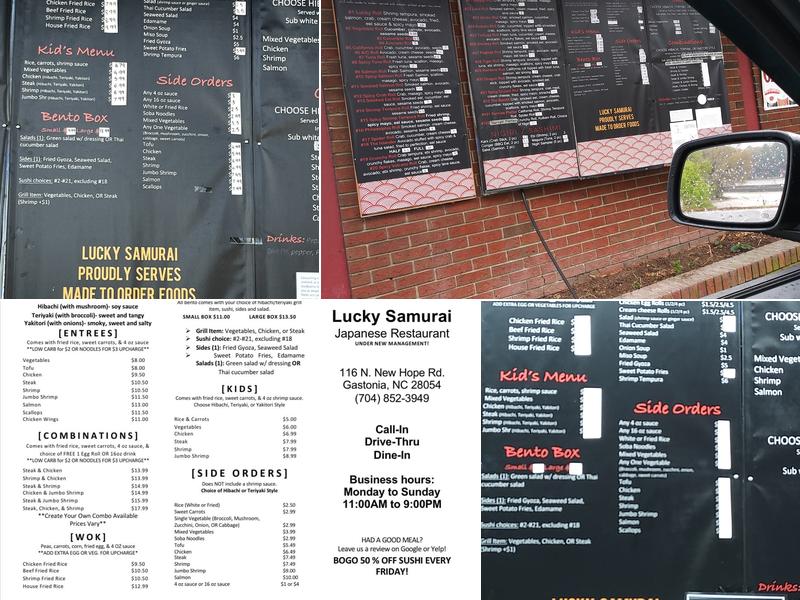 Lucky Samurai Menu