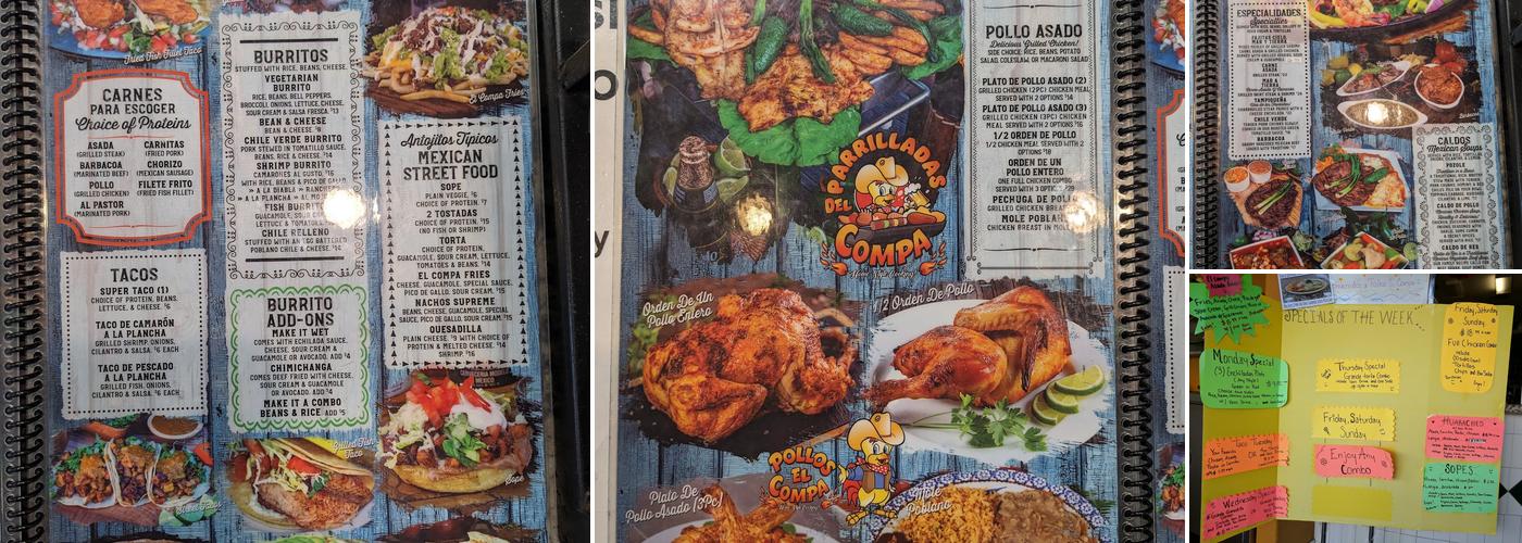 Pollos El Compa Menu