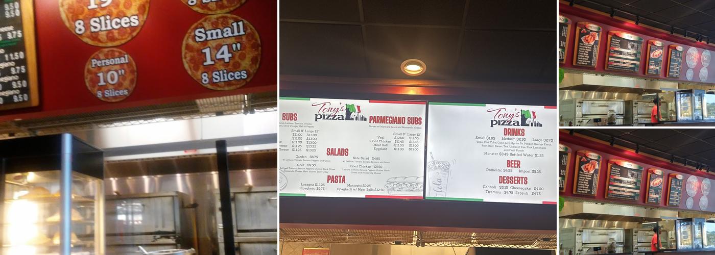 Tony's Pizza Menu