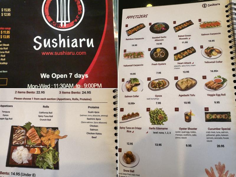 Sushiaru Japanese Restaurant Menu