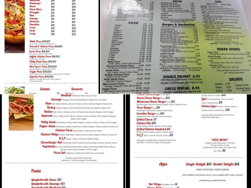Circle Pizza and Subs Menu