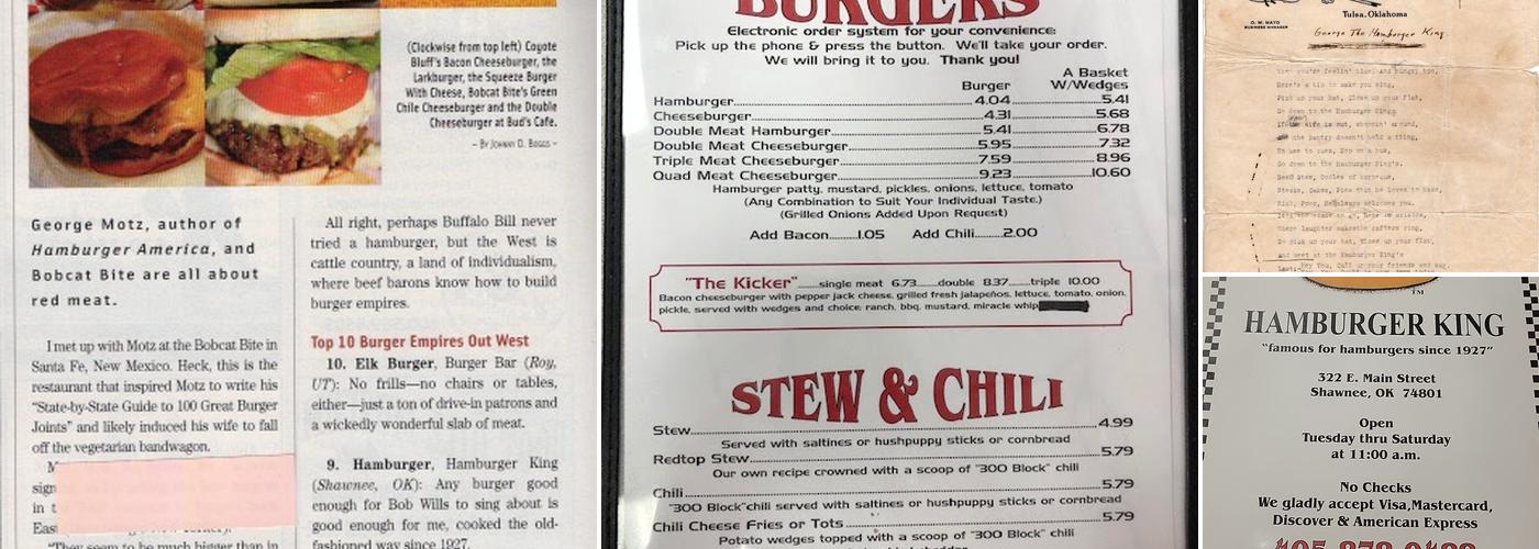 Hamburger King Menu