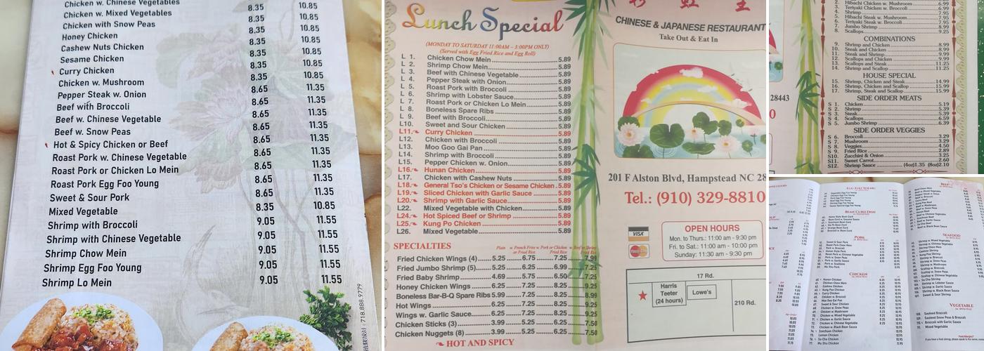 Rainbow King Menu