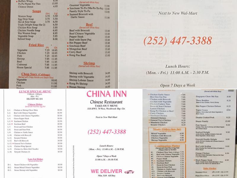 China Inn Chinese Restaurant Menu