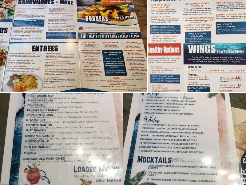 Shark's Den Sports Bar & Grill Menu