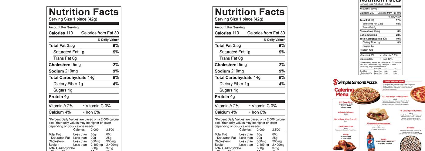 Simple Simon's Pizza Menu