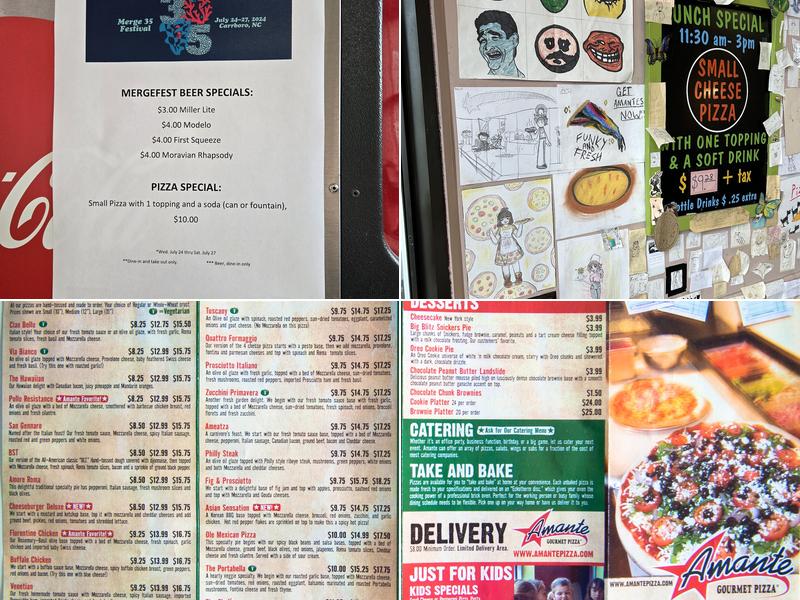 Amante Gourmet Pizza Menu