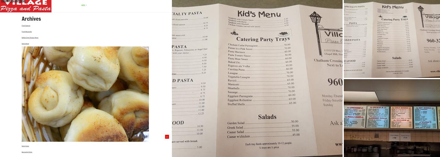 Village Pizza & Pasta Menu