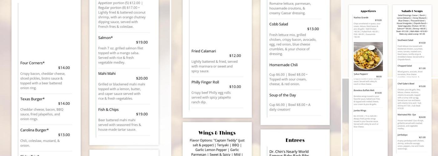 Four Corners Menu
