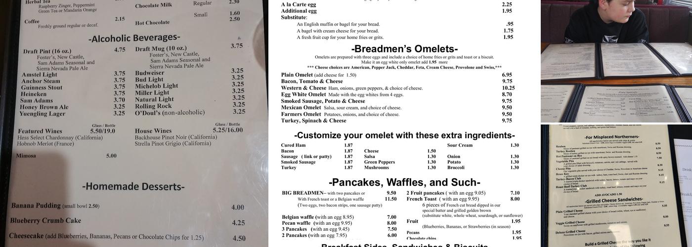 Breadman’s Menu