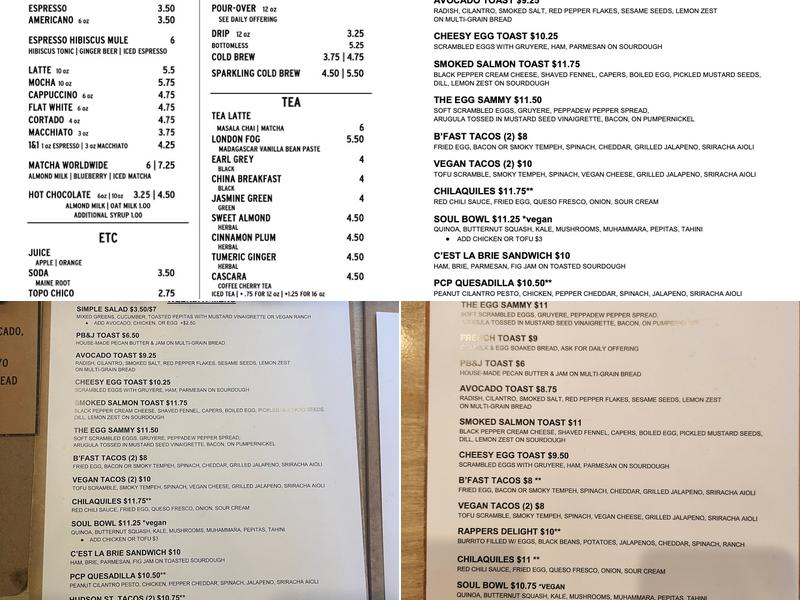 Elemental Coffee Menu