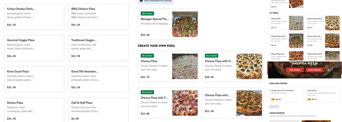 Pacifica Pizza Menu