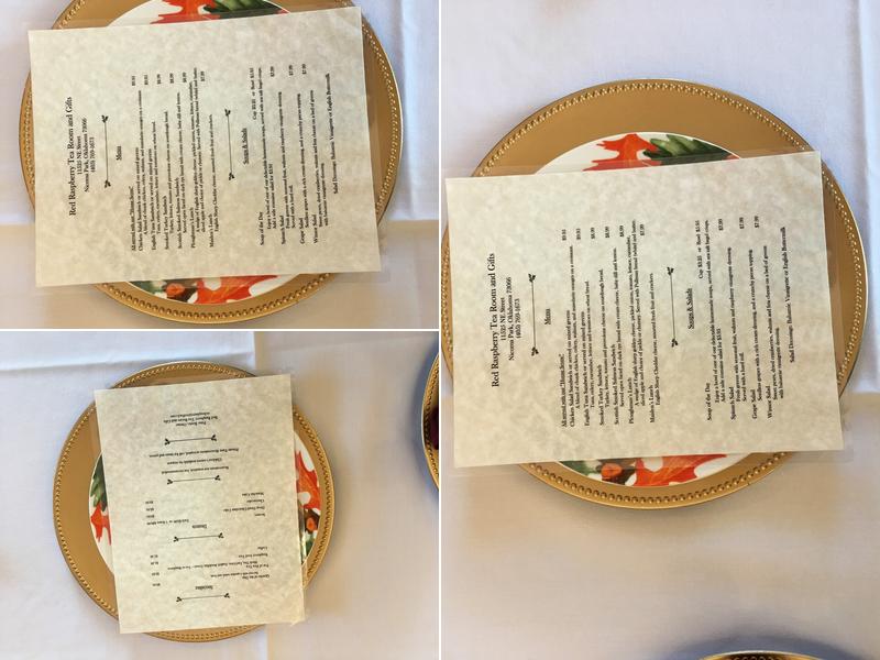 Red Raspberry Tea Room Menu