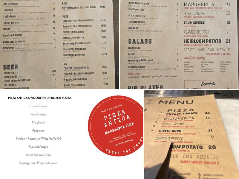 Pizza Antica Menu