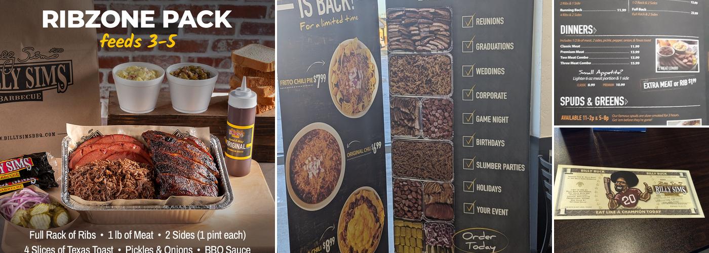 Billy Sims BBQ Menu
