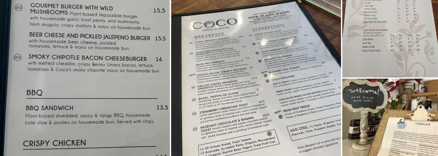 Coco Bistro & Bar Menu