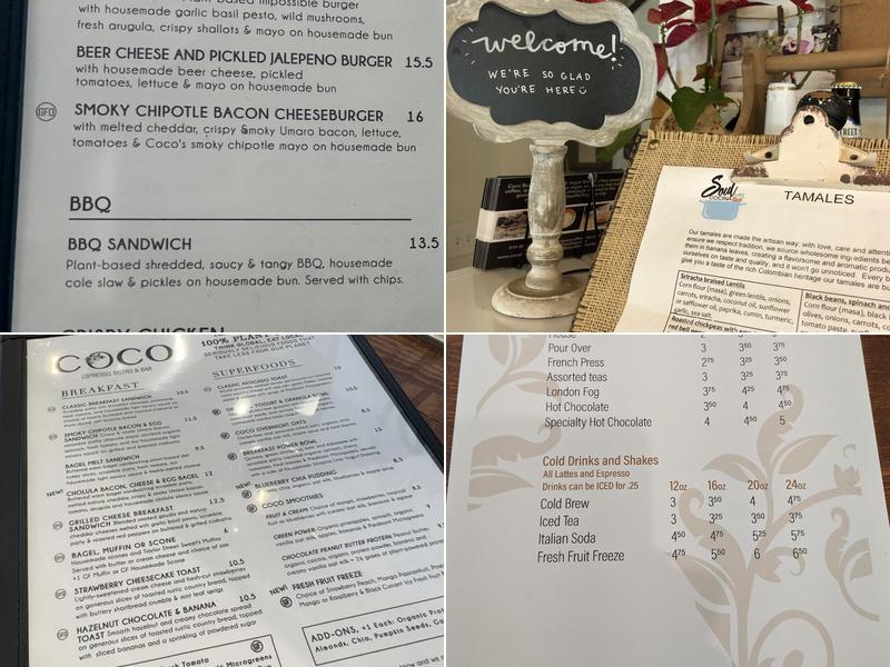 Coco Bistro & Bar Menu