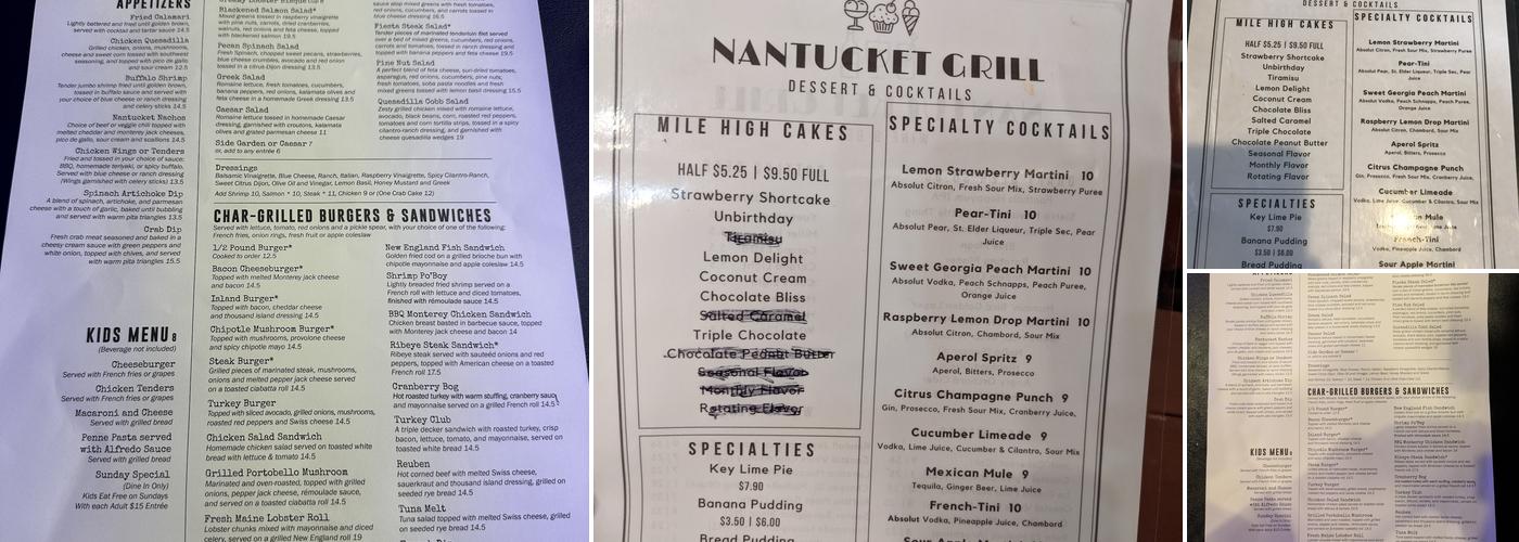 Nantucket Grill Menu