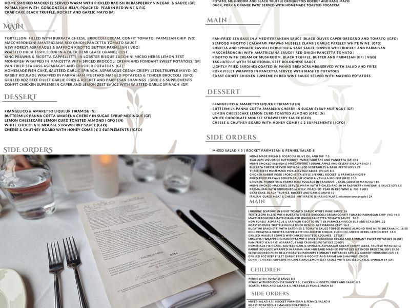 Al Molo-Dorchester Menu
