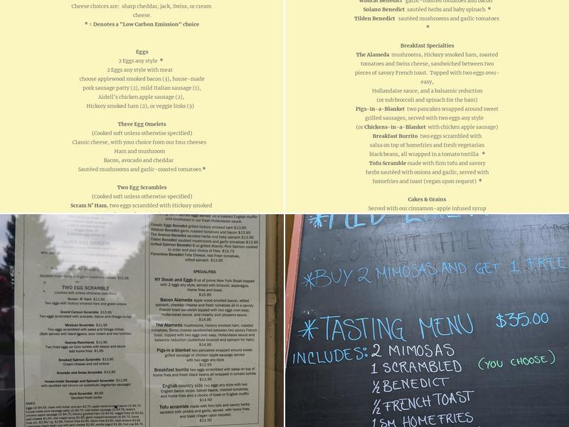 The Sunny Side Café Menu