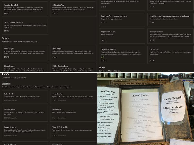 Cafe Leila Menu