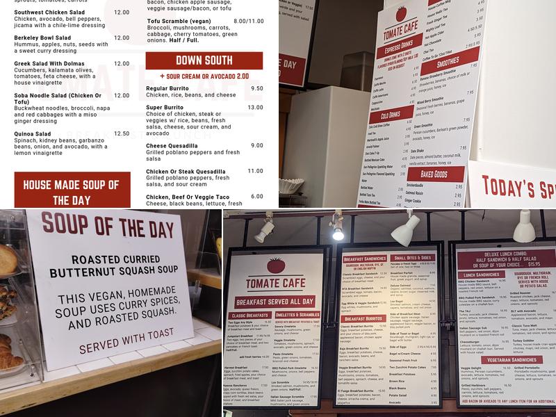 Tomate Cafe Menu