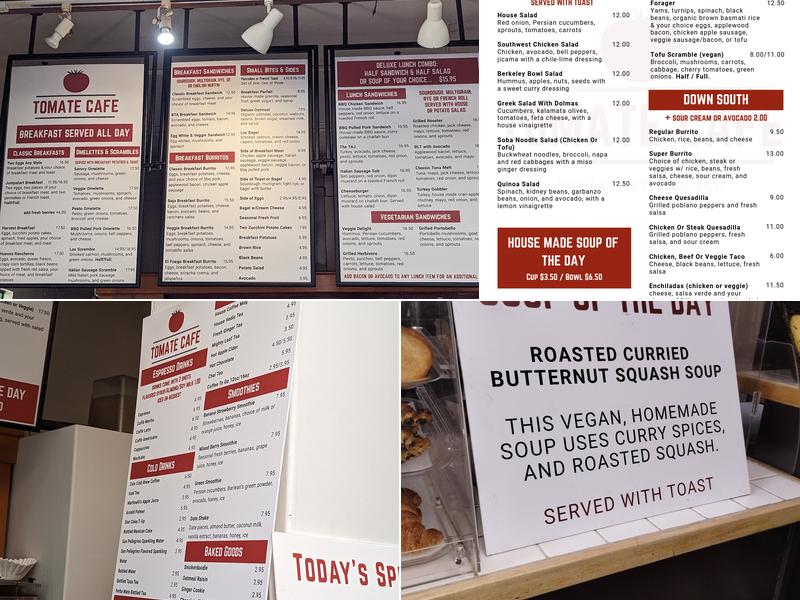 Tomate Cafe Menu