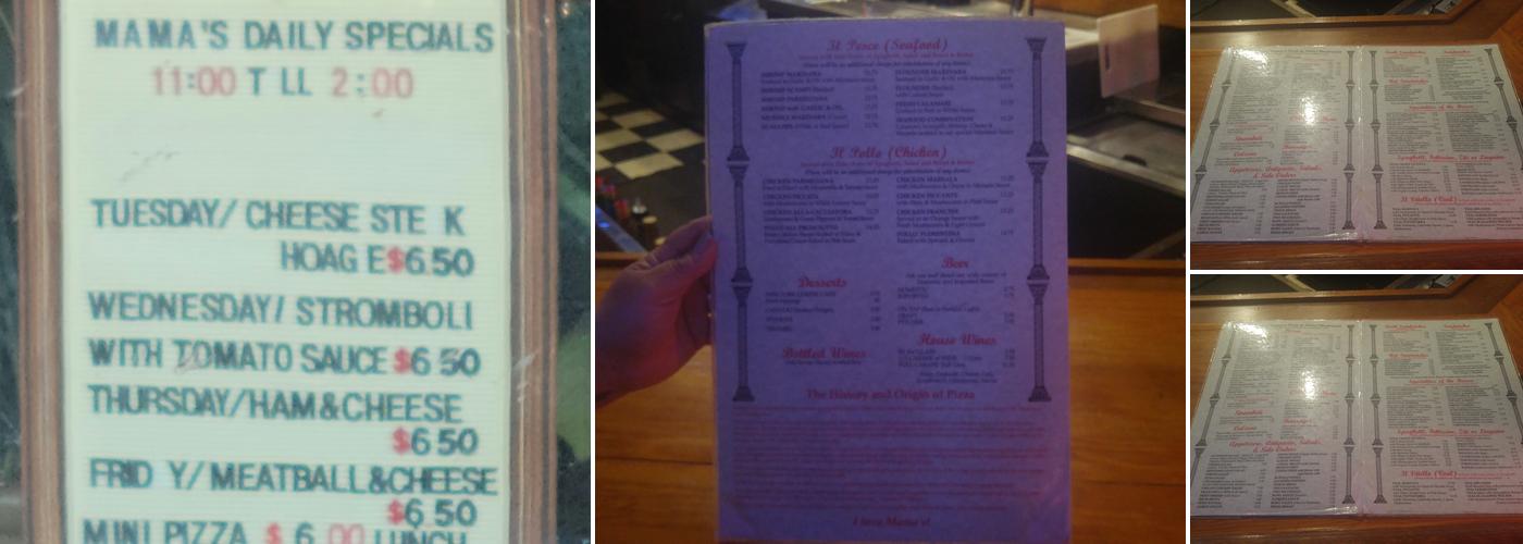 Mama's Pizza Italian Restaurant Menu