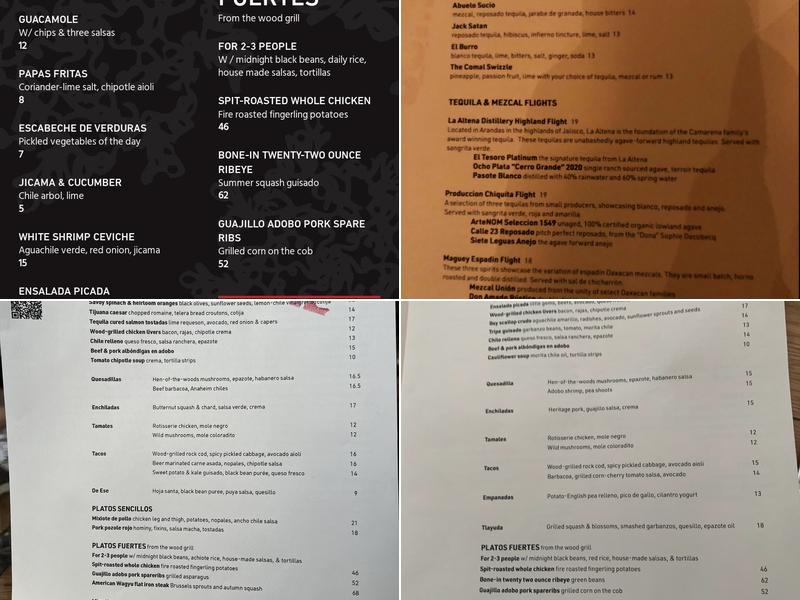 Comal Menu
