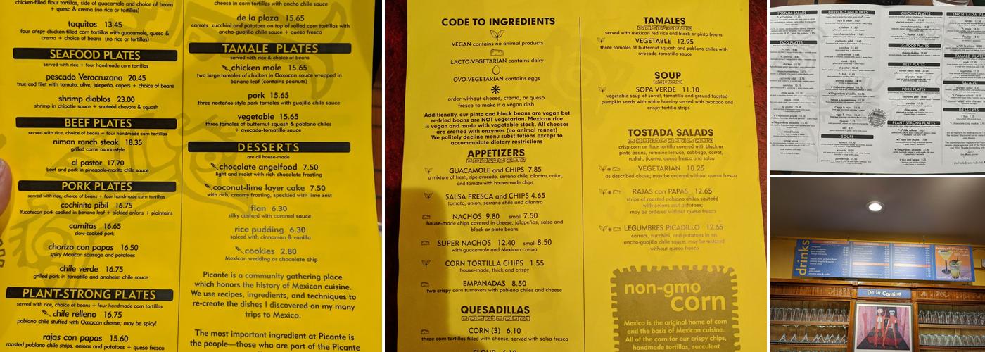 Picante Menu