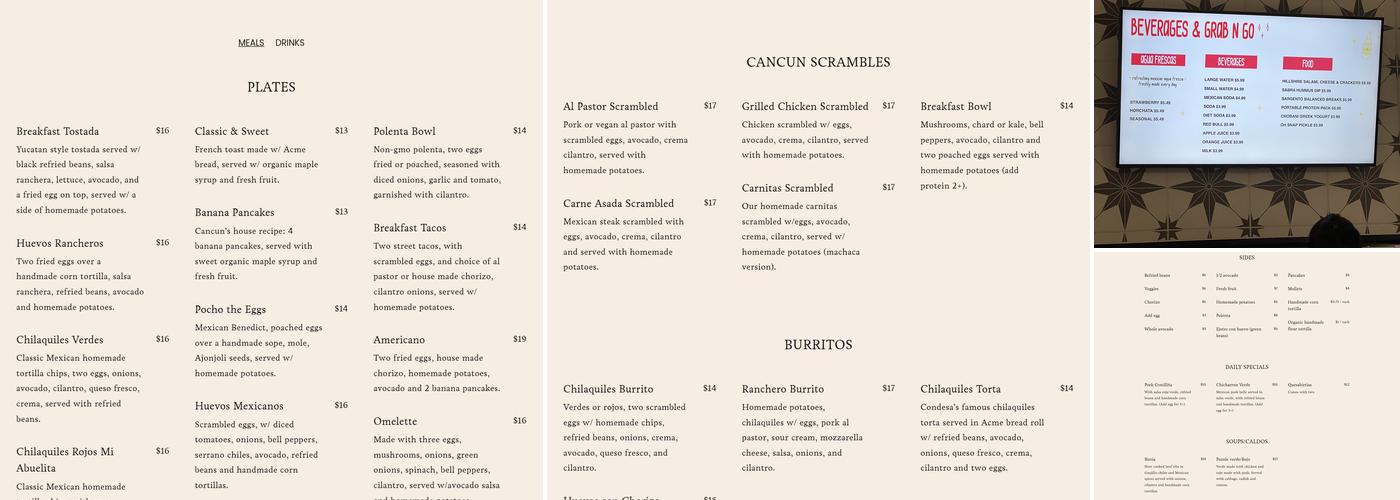 Cancun Sabor Mexicano Menu