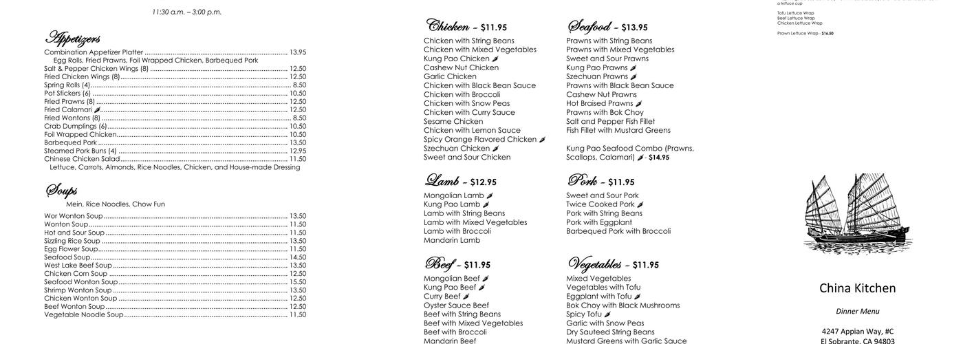 China Kitchen Menu