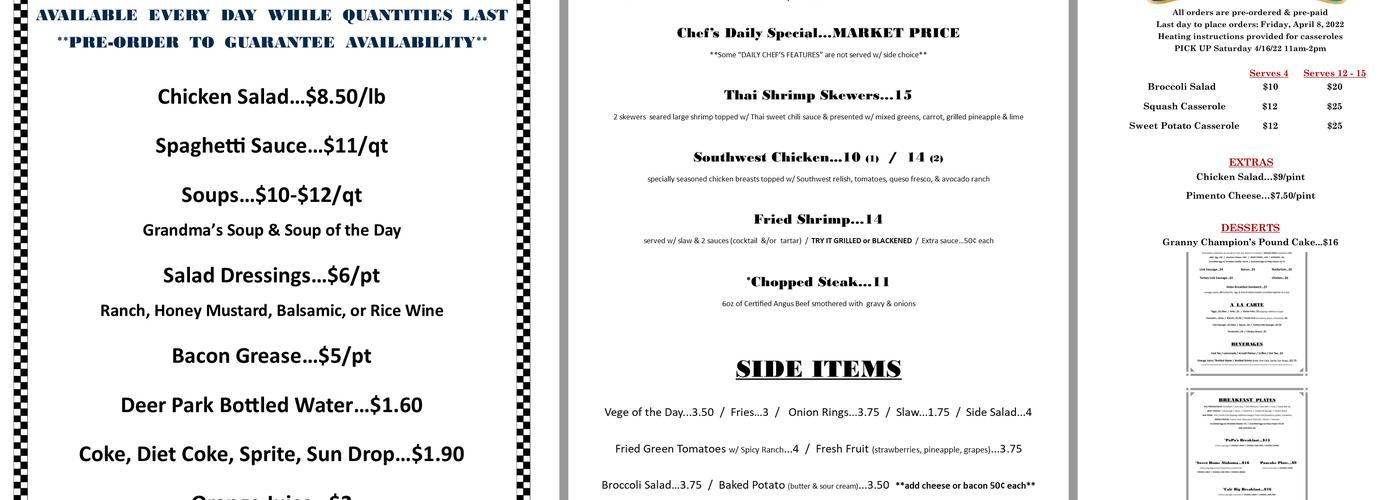 Chew N Chat Cafe Menu