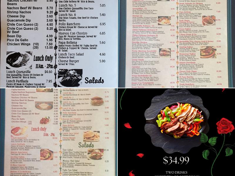 El Paso Mexican Restaurant Menu