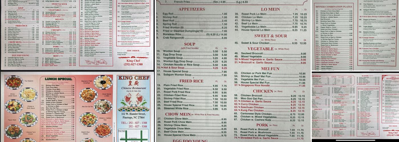 King Chef Menu