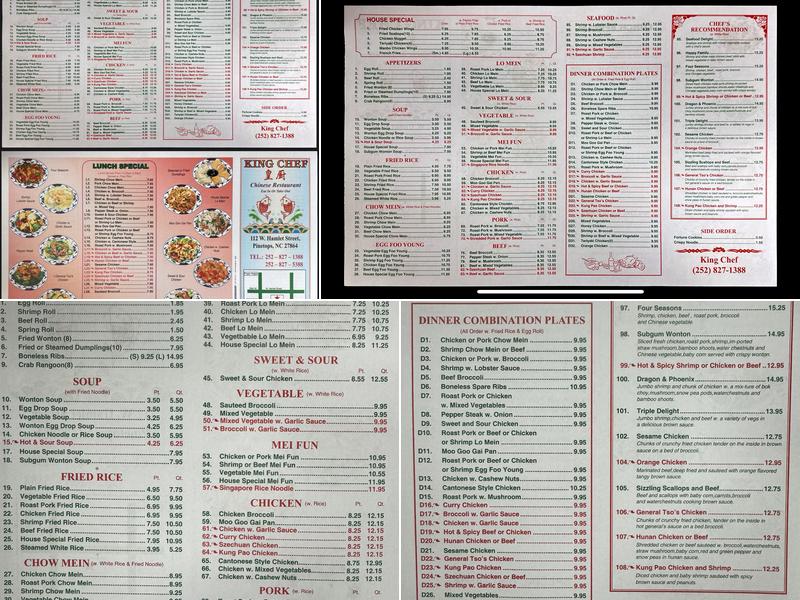 King Chef Menu