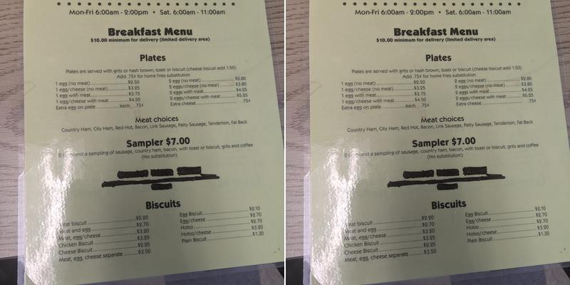 Nashville Diner Menu