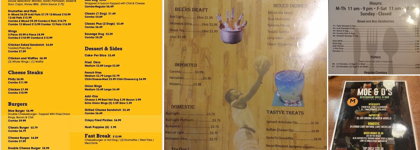 Moe & D's Menu
